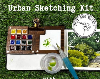 Urban Sketching | Field Kit | Winsor & Newton | wooden palette and sketchbook