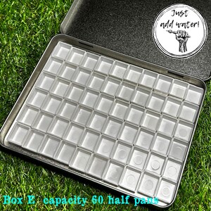 Empty Watercolour Palettes or Paint Boxes: capacity from 60 to 104 half pans