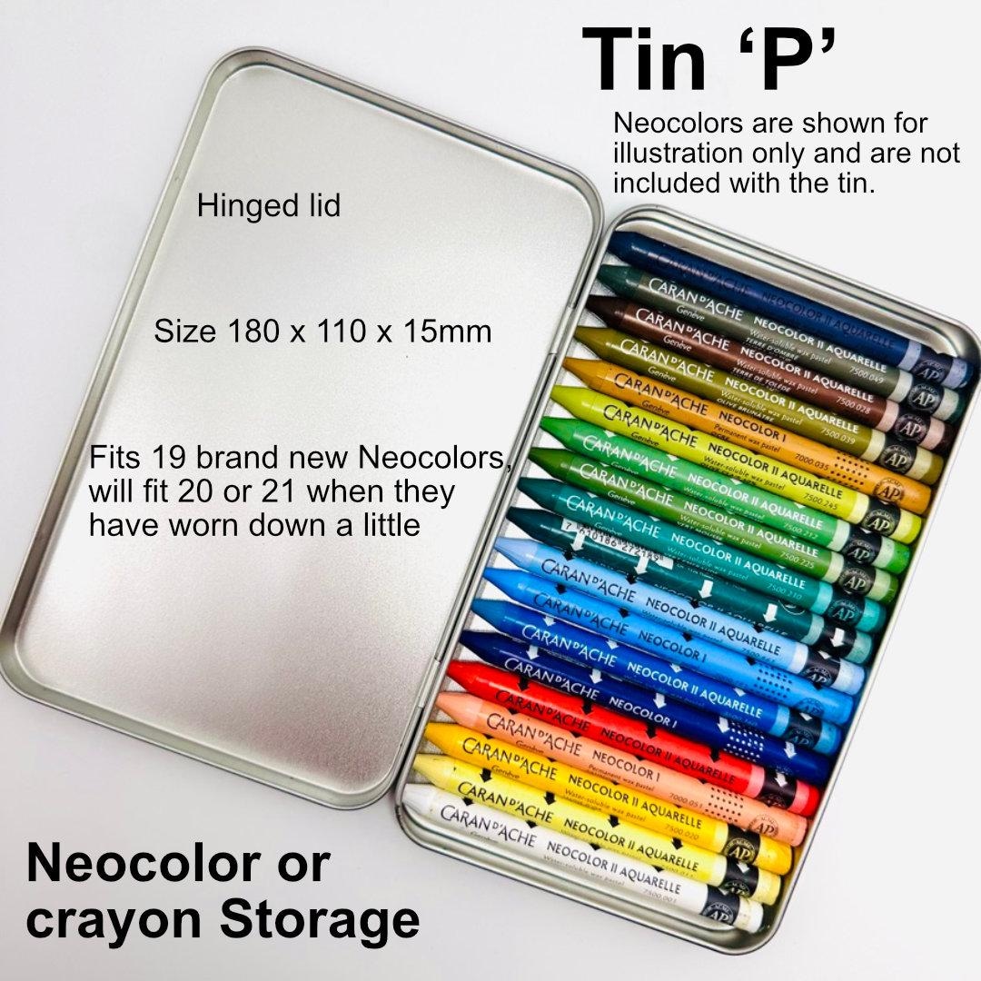 Metal Tin for Neocolor Wax Pastels (empty) - Holds 19 to 21