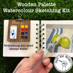 Mini Wooden Palette Watercolour Painting Set - everything you need except water