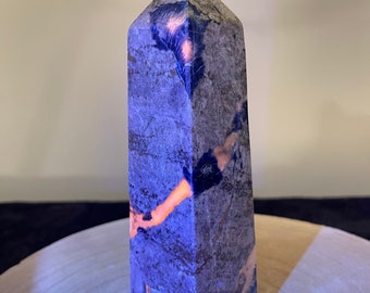 Fluorescent Afghanite Obelisk - 880g, 17.5x4.5 x 4.5 cm Hand Cut, Natural, Gemstone, Decor, Healing Stone, Spiritual