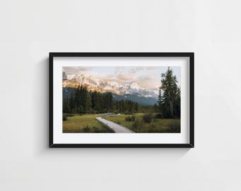 Canmore Boardwalk Print, Policemans Creek Wall Art, Canadian Rockies Sunrise Photo