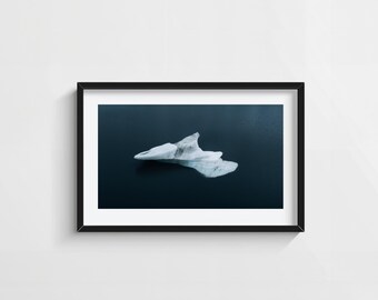Iceland Iceberg Aerial Print – Minimalist Nordic Nature Photography
