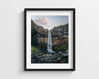 Svartifoss Iceland Waterfall Print – Basalt Column Nordic Wall Art