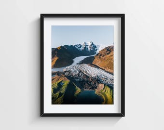 Iceland Glacier Mountain Photography Print Moody Nordic Landscape Wall Art Nature Decor Home Office
