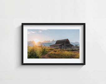 Mormon Row Barn Wall Art – Grand Teton Sunrise Landscape Photography Print