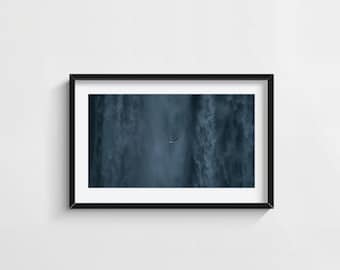 Skogafoss Waterfall Bird Photography Print Moody Iceland Landscape Wall Art Cinematic Nature Decor