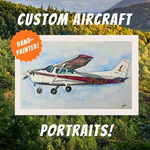 Custom Watercolor Airplane Portrait from Photo – Personalized Plane Painting – Pilot Gift – Aviation Art