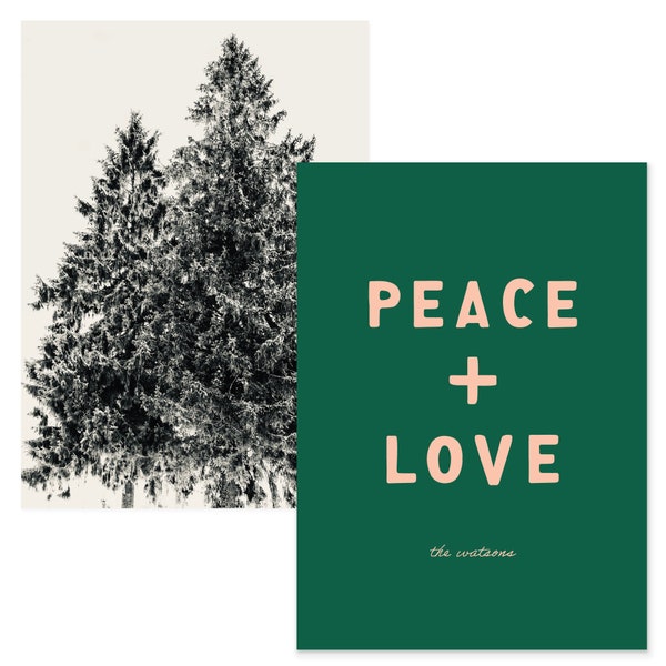 Printable Christmas Photo Card, Holiday Photo Card, Digital Christmas Card Template | Peace + Love
