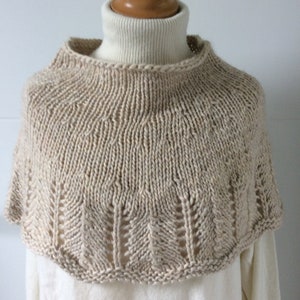 Lace shoulder cover, alpaca/wool, beige