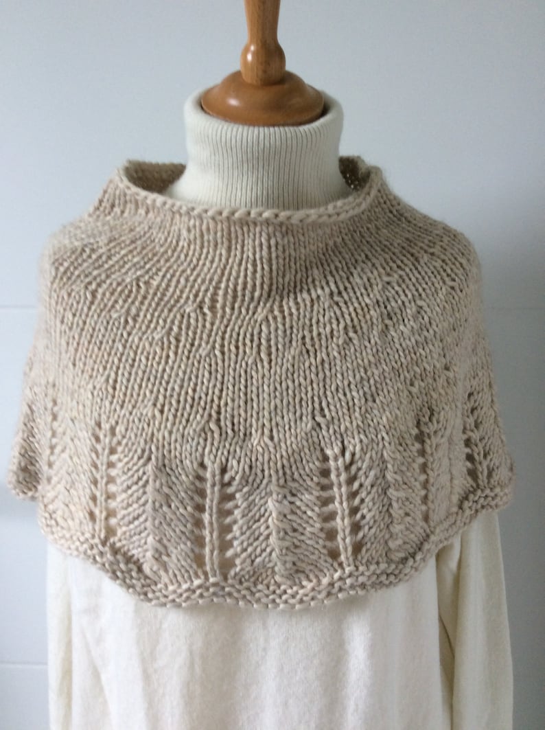 Lace shoulder cover, alpaca/wool, beige image 1