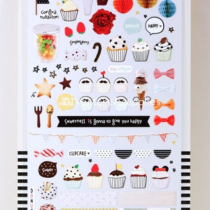 Adesivos de cupcakes doces, adesivos de sorvete, adesivos de donuts, adesivos de sobremesas doces, adesivos de bolos de festa para scrapbooking, criação de cartões