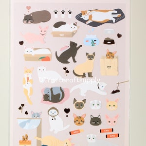 Cat lover stickers, cute cat stickers, kawaii cat stickers, lazy cat stickers, cute animal stickers, children stickers, scrapbook stickers