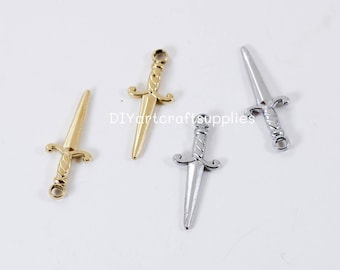 4 pcs lot stainless steel sword pendant charms for DIY jewelry making, earrings findings, high quality stainless steel jewelry supplies