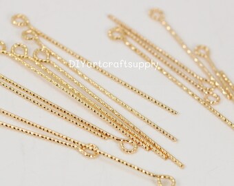 20 pcs lot 18k gold plated copper texture eye pins hook for DIY jewelry making, earrings findings, twist texture dazzling eye pins