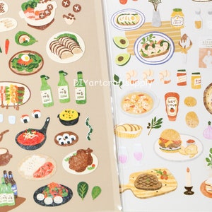 Autocollants de cuisine coréenne, autocollants de cuisine occidentale, autocollants de voyage gastronomique, autocollants Kawaii, autocollants de scrapbooking, autocollants pour fabrication de cartes