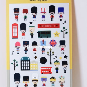 Adesivos de soldadinhos de brinquedo, adesivos de soldadinhos de brinquedo ingleses, adesivos de cabine telefônica de Londres, adesivos de humanos fofos em folha de ouro para scrapbooking