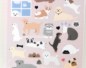 Dog lover stickers, cute dog stickers, animal stickers, kawaii stickers, dog sticker sheet, children scrapbook stickers