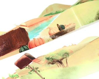 Wheat field painting washi tape, landscape washi tape, scrapbook, journal, paper art decorative washi tape 60 mm x 2 m