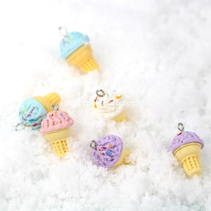 6 stücke viel harz eis auf tüte charms, anhänger für die diy schmuckherstellung, eiscreme charms ohrringe zubehör, bunte eis tüten