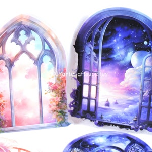 10 stuks fantasie raamstickers nachtelijke hemel, raamsticker fantasie dromerige lucht, PET-raamsticker sticker, stickers kaarten maken