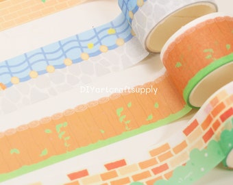 4 Stück Set Zaun Muster Washi Tape, Holzzaun Ziegelzaun Deko Washi Tape für DIY Scrapbook Kinder Illustration, 2,5 cm x 2 m