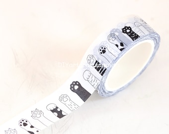 Cute cat paw washi tape, cartoon cat paw pattern washi tape, Kawaii cat paw washi tape rolls for scrapbooking, gift wrapping, 1.5 cm x 10 m
