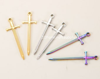 4 pcs lot stainless steel sword pendant charms for DIY jewelry making, earrings findings, high quality stainless steel jewelry supplies