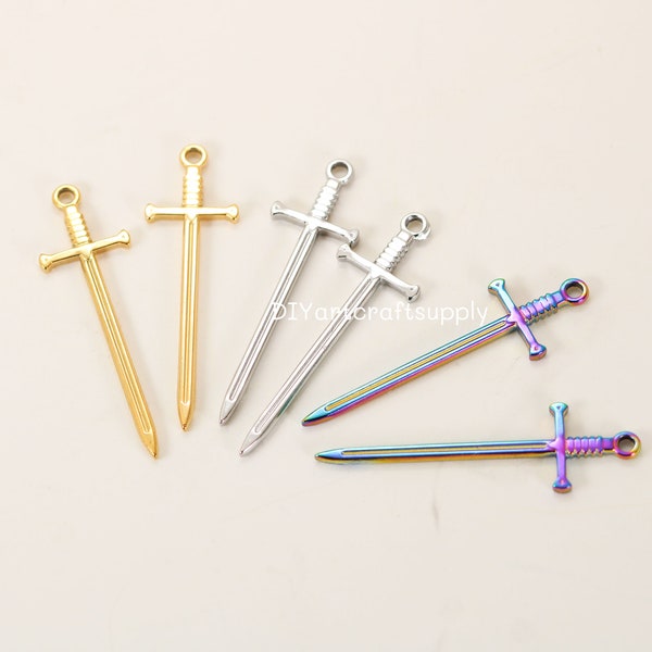 4 pcs lot stainless steel sword pendant charms for DIY jewelry making, earrings findings, high quality stainless steel jewelry supplies