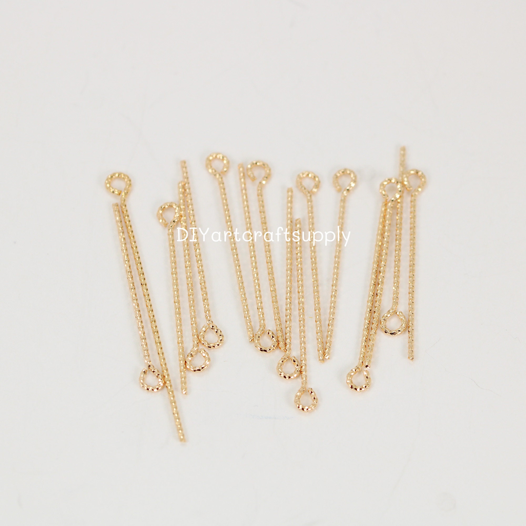 20 Pcs Lot 18k Gold Plated Copper Texture Eye Pins Hook for DIY Jewelry ...