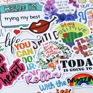 50 Stück PVC wasserdichte inspirierende Zitat-Aufkleber, dekorative Buchstabenaufkleber, Aufkleber zur Kartenherstellung, Laptop-Aufkleber