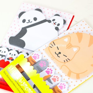 Cute panda and cat sticky notes, Kawaii stationary, panda divider sticky note, cat paw book mark sticky notes, peep out sticky notes