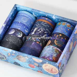 19 個セット 惑星と銀河の装飾和紙テープ、星空テーマのスクラップブック和紙テープ、月と星の和紙テープ文房具