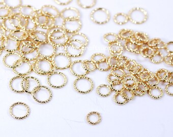 20 stks 18k verguld messing ronde textuur cirkel gesloten ringetjes voor DIY sieraden, oogverblindende vergulde connector ringetje