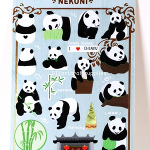 Panda sticker sheet, cute panda stickers, animal stickers, scrapbook stickers, Kawaii stickers