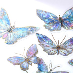20 Pcs Holographic Ice Crystal Butterfly Decorative PET Stickers ...