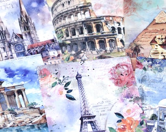 30 Stück Frankreich Briefpapier, Rom Reisepapier, Ägypten und griechischen Wahrzeichen