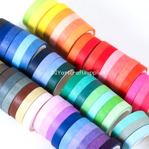 60 pcs set solid color washi tapes for scrapbooking, rainbow color basic washi tape for DIY paper projects, 7.5 mm full spectrum color tapes