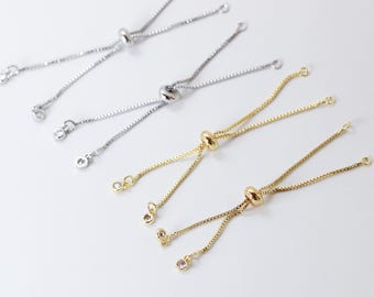 4 Stück 18k vergoldete Messing Box Ketten Armband Zusätze, verstellbare Armband Kette für DIY Armband Herstellung