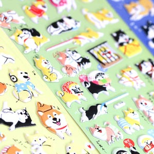 Shiba Inu dog 3D foam sticker sheet, kawaii Shina Inu dog stickers, playful dog foam stickers for scrapbooking, children crafts