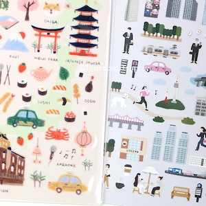 Tokyo city stickers, life in Tokyo stickers, big city stickers, city life stickers, Kawaii stickers, little human stickers