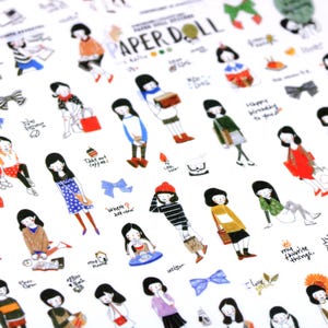 6 sticker sheets cute girl stickers, cartoon girl stickers, girl illustration stickers, girl activity stickers for scrapbook and journals