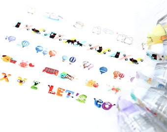Cute washi tape pen with mini cartoon pattern decoration, animal pattern, letter, hot air balloon decorative pattern correction tapes
