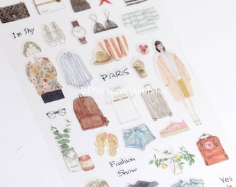 Sticker Paris fashion girl, stickers jolie fille, stickers fille de tous les jours, stickers scrapbooking, stickers DIY projets artistiques pour enfants