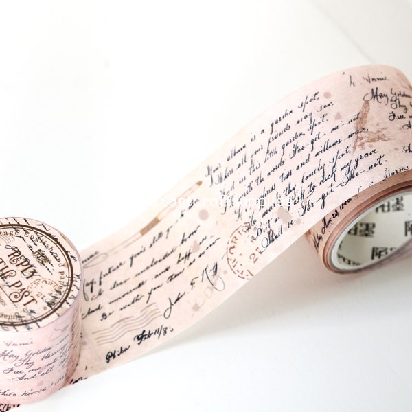 Poetic handwriting letter washi tape roll, scrapbooking vintage handwriting letter washi tape, double tapes, 40 mm x 2 m