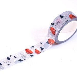 Christmas house washi tape roll, house in the Christmas forest washi tape, Christmas tree house washi tapes for holidays gift wrapping