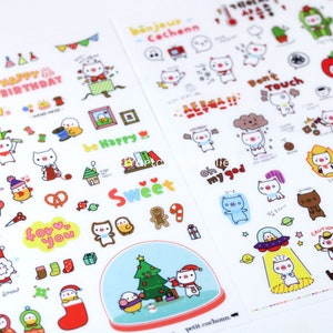 6 sticker sheets of cartoon cute cat stickers, scrapbook planet Kawaii cat stickers, cute cat stationery