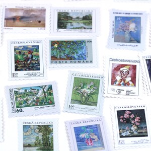 46 peças de adesivos de carimbo de pintura a óleo recortados, adesivos de carimbo de artista para decoração de scrapbooking