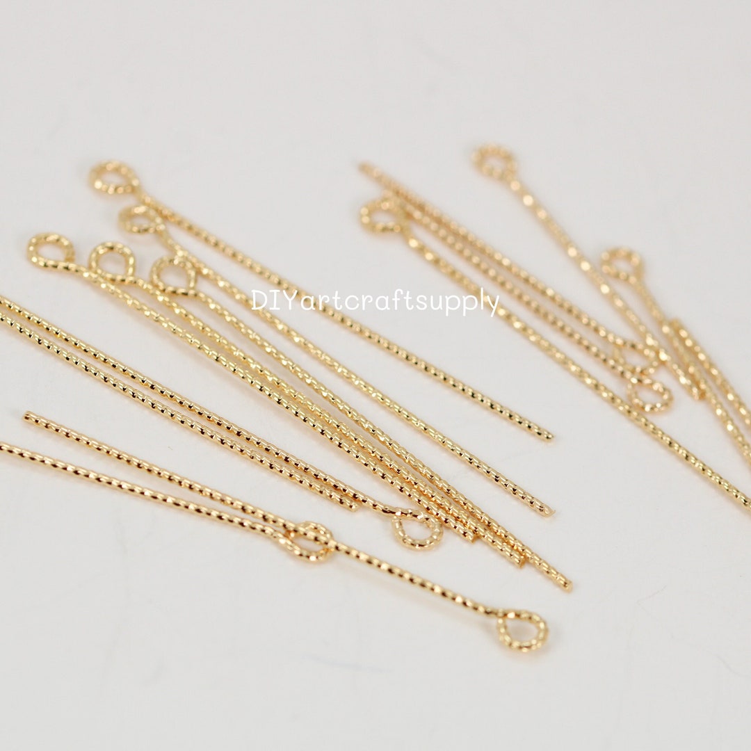20 Pcs Lot 18k Gold Plated Copper Texture Eye Pins Hook for DIY Jewelry ...