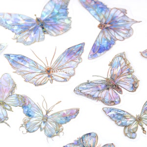 20 Pcs Holographic Ice Crystal Butterfly Decorative PET Stickers ...